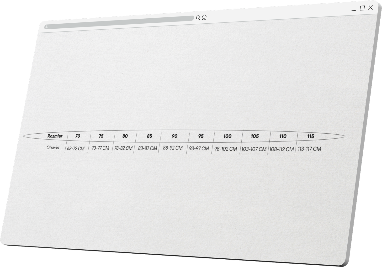 Tabela rozmiarów na tablecie